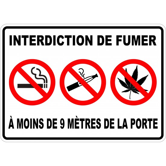 Affiche - Défense de fumer - Cigarette-Vapoteuse-Cannabis - Horizontale