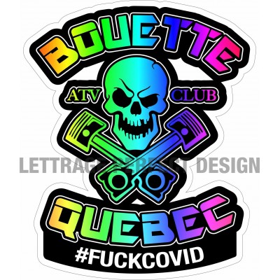 Autocollant tête de mort - Bouette Québec - #fuckcovid - Lot de 2