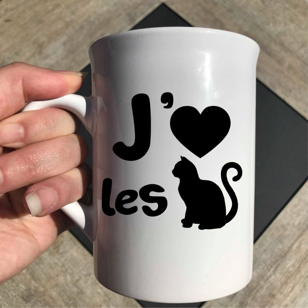 Decal J Aime Les Chats For Cups Mugs Tumblers Water Bottles Etc Ideal And Original For A Gift Resistant Sticker Made With Humour In Quebec Fast Shipping Order Online