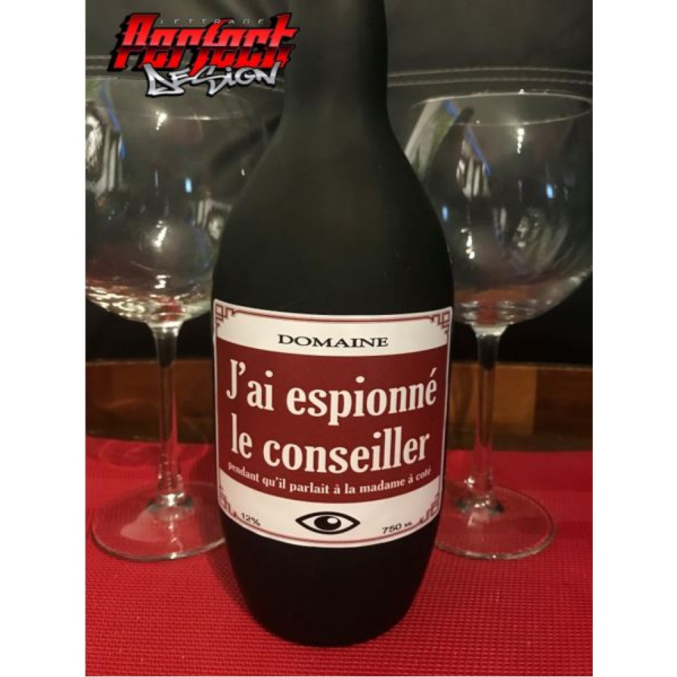 Wine Bottle Label J Ai Espionne Le Conseiller